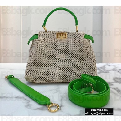 Fendi Raffia Peekaboo Iconic Mini Bag Green 2020