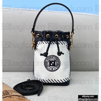 Fendi White Glazed Canvas Mon Tresor Mini Bucket Bag 2020