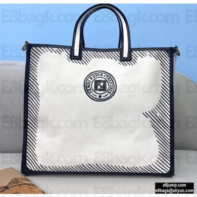 Fendi White Glazed Canvas Shopper Tote Bag 2020