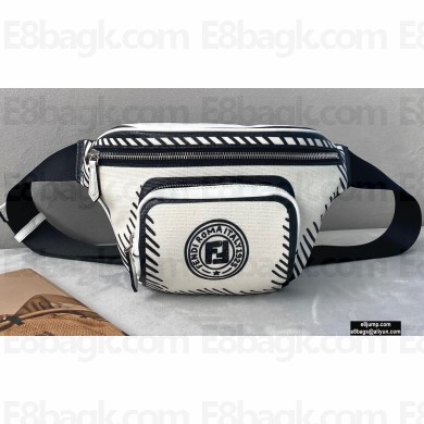 Fendi White Glazed Canvas Belt Bag 2020