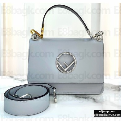 Fendi Leather Kan I F Medium Bag Light Gray
