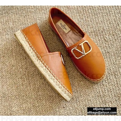 Valentino Leather VLogo Espadrilles Brown 2020