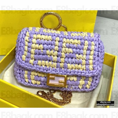 Fendi Raffia FF Nano Baguette Bag Charm Lilac 2020