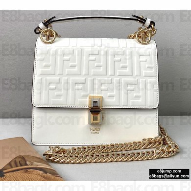 Fendi Leather Kan I Mini Bag FF Embossed White