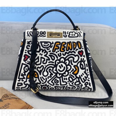 Fendi Leather Peekaboo Iconic Medium Bag Graffiti Print 2020