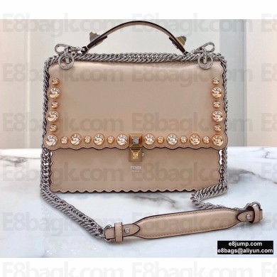 Fendi Leather Kan I Medium Bag Studs Nude