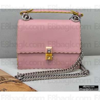 Fendi Leather Kan I Mini Bag Scalloped Edges Pink/Yellow