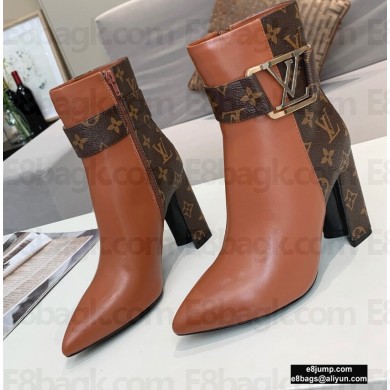 Louis Vuitton Heel 9.5cm Calfskin/Canvas Ankle Boots Brown 2020