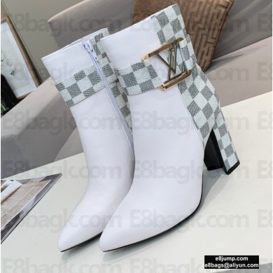 Louis Vuitton Heel 9.5cm Calfskin/Canvas Ankle Boots White 2020