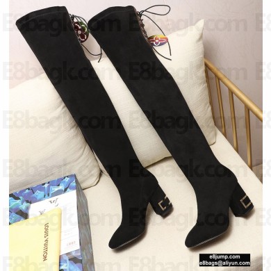 Louis Vuitton Heel 6.5cm Bliss High Tight Boots Suede Black 2020