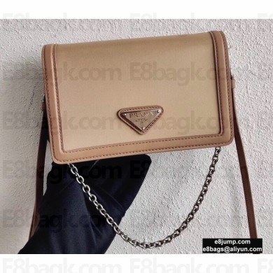 Prada Chain Handle Nylon and Leather Mini Bag 1BP019 Beige 2020