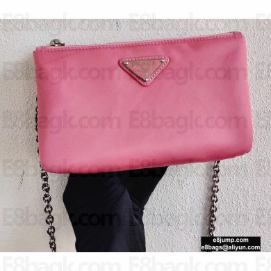 Prada Padded Nylon Mini Bag with Chain Strap 1BP044 Pink 2020