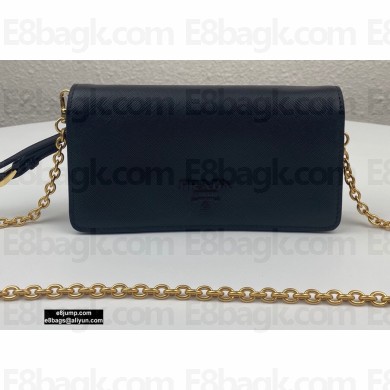 Prada Saffiano Leather Mini Bag with Chain Strap 1DH029 Black 2020
