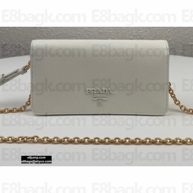 Prada Saffiano Leather Mini Bag with Chain Strap 1DH029 White 2020