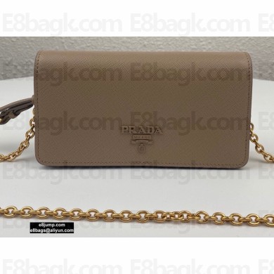 Prada Saffiano Leather Mini Bag with Chain Strap 1DH029 Beige 2020