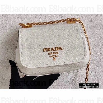 Prada Saffiano Leather Shoulder Bag 1BD275 White 2020