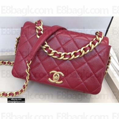 Chanel Shiny Lambskin Small Flap Bag AS1895 Red 2020