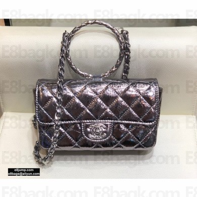 Chanel Mini Flap Bag AS1665 with Circle Handle Metallic Gun Color 2020