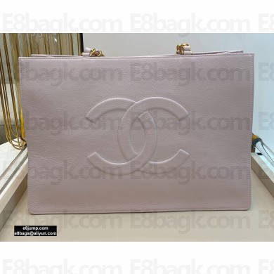 Chanel Shiny Aged Calfskin Horizontal Shopping Tote Bag AS1943 Light Pink 2020