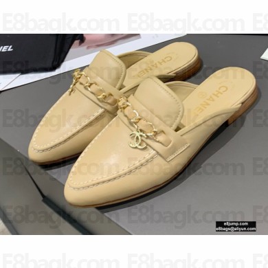 Chanel Chain and CC Logo Mules Beige 2020
