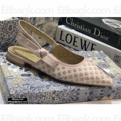 Dior J'Adior Dots Embroidered Slingback Ballet Flats Pink 2020