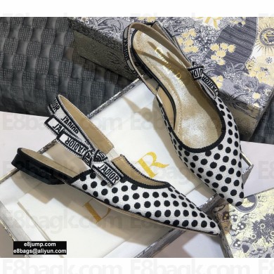 Dior J'Adior Dots Embroidered Slingback Ballet Flats Black 2020