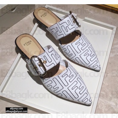 Fendi Calfskin FF Print Slingbacks White 2020