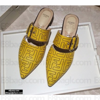 Fendi Calfskin FF Print Slingbacks Yellow 2020