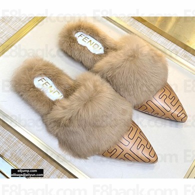 Fendi Rabbit Hair FF Print Slingbacks Brown 2020