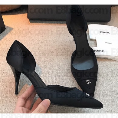 Chanel Heel 7cm Coco Vintage Pumps Top Quality Satin Black 2020