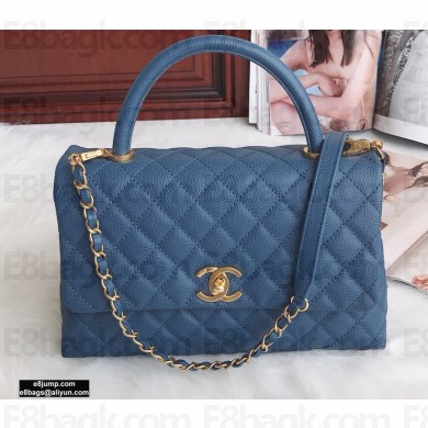 Chanel Coco Handle Medium Flap Bag Blue with Top Handle A92991 Top Quality 7148