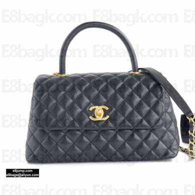 Chanel Coco Handle Medium Flap Bag Black with Top Handle A92991