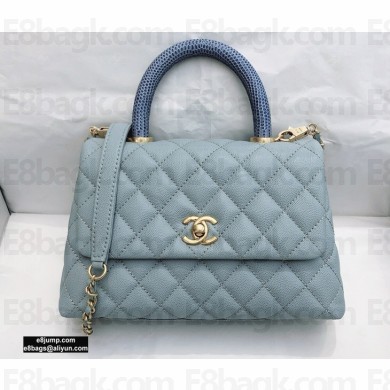 Chanel Coco Handle Small Flap Bag Gray with Lizard Top Handle A92990 Top Quality 7147