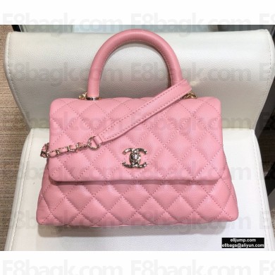 Chanel Coco Handle Small Flap Bag Pink with Top Handle A92990 Top Quality 7147