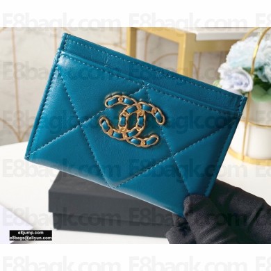 Chanel 19 Card Holder AP1167 Turquoise Blue 2020