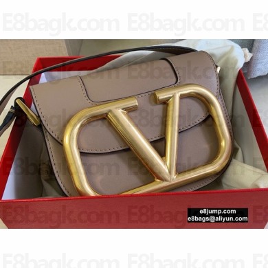 Valentino Supervee Calfskin Crossbody Small Bag Camel/Gold 2020
