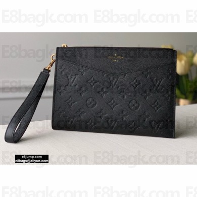 Louis Vuitton Monogram Empreinte Pochette Mélanie MM Pouch Clutch Bag M68705 Black 2020