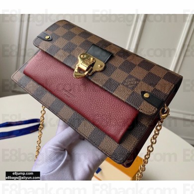 Louis Vuitton Damier Ebene Canvas Vavin Chain Wallet N60222 Bordeaux Red