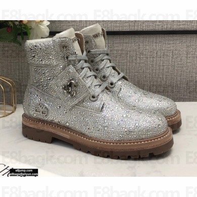 Jimmy Choo JC X TIMBERLAND/F Boots with Crystal Hotfix Silver 2020