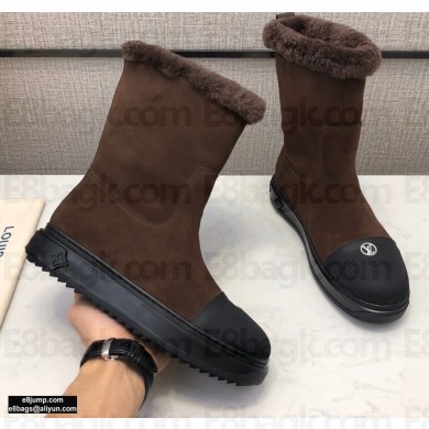 Louis Vuitton Shearling Ankle Boots Coffee 2020