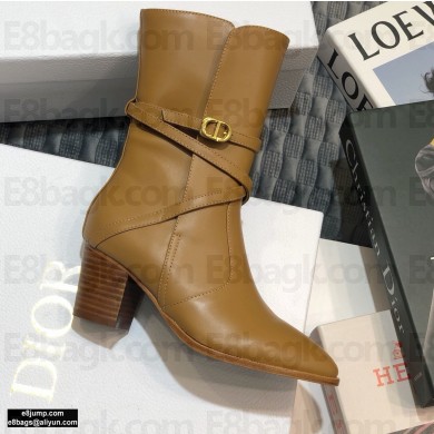 Dior Heel 7cm Calfskin Empreinte Ankle Boots Brown 2020