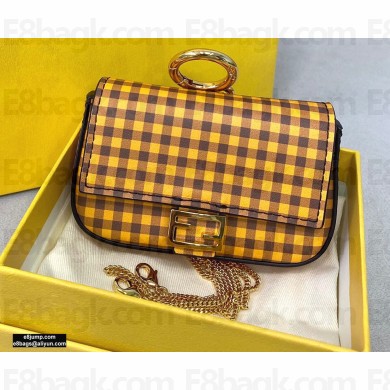 Fendi Check-print Leather Nano Baguette Bag Charm Brown 2020