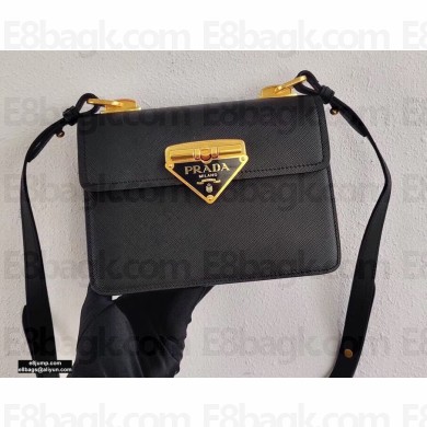 Prada Saffiano Leather Symbole Shoulder Bag 1BD270 Black 2020