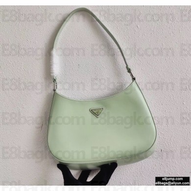 Prada Cleo Brushed Leather Shoulder Bag 1BC499 Aqua Green 2020