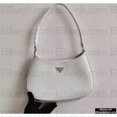 Prada Cleo Brushed Leather Shoulder Bag 1BC499 White 2020