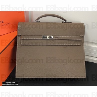 Hermes Kelly Depeches 34cm Briefcase Bag Etoupe