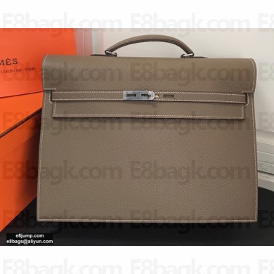 Hermes Kelly Depeches 38cm Briefcase Bag Etoupe