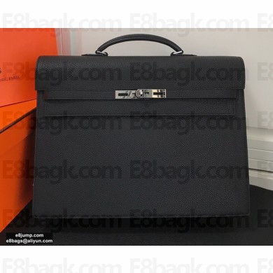 Hermes Kelly Depeches 38cm Briefcase Bag Black