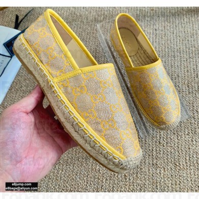 Gucci Heritage GG Lamé Espadrilles Yellow 2020