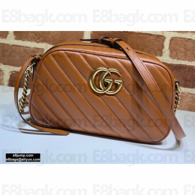 Gucci Diagonal GG Marmont Small Shoulder Camera Bag 447632 Leather Brown 2020